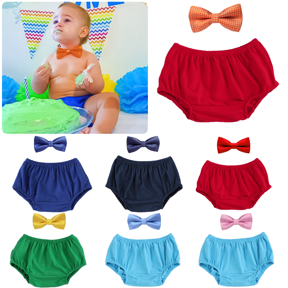Baby Boy 1st Birthday Outfit Diaper Cover Bloomer Bowtie Cake Smash