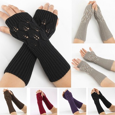 Damen Handschuhe Gestrickt Handstulpen Fingerlose Winter Warm Strick Armstulpen
