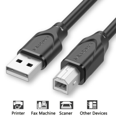 5/10Ft Printer Cable USB 2.0 A Male to B Male High-Speed For Scanner Printer PC