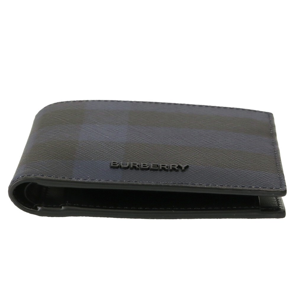 Pre-owned Burberry Wallet Men Bi-fold Cc Bill Coin Canvas 8073284 A2519 Navy In Blue