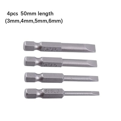 Vielseitige 4-teilige 50 mm Schlitz-Schraubendreher-Bits für verschiedene Schra