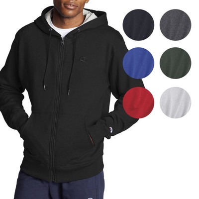 

Champion Mens Powerblend Fleece Full Zip Hoodie Long Sleeve Sweatshirt Logo