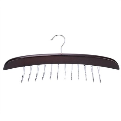 Wooden Tie Hanger Rack 24 Hooks Rotating Belt Holder Closet Ties Storage 1