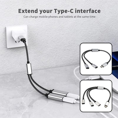 USB 2.0 Type C Female to Dual Micro USB Male Splitter Cable 2x Micro USB Spliter