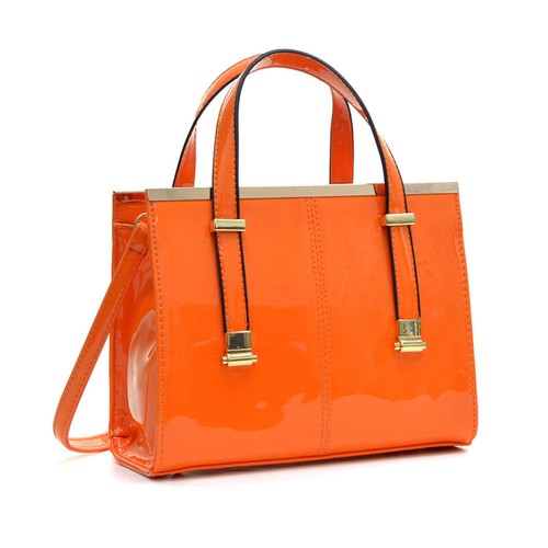 【新品未使用】te+ 手袋 check WOMEN orange 21cm Orange shoulder bag