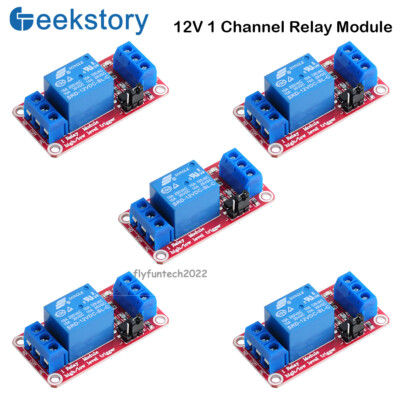 5/10pcs 12V 1 Channel Relay Module with Optocoupler High Low Level Trigger