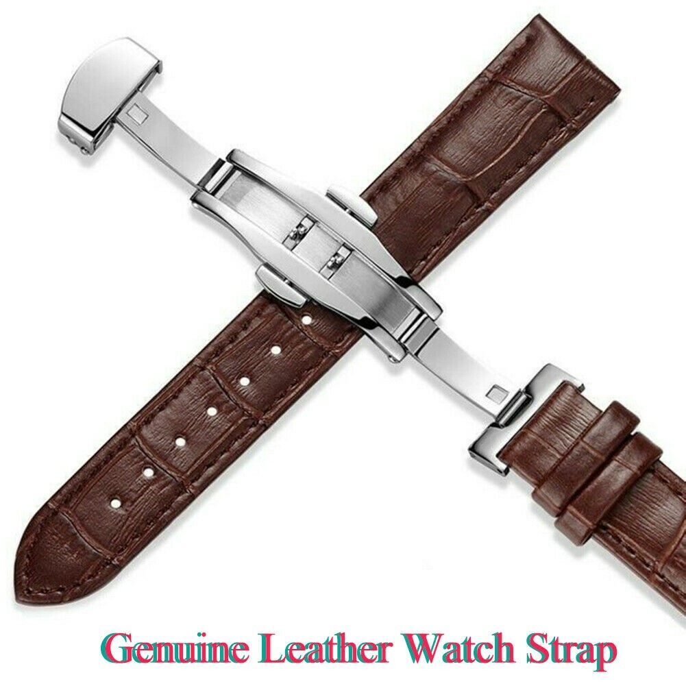Unisex Original Lederarmband Band Armband Armbanduhr Faltschließe Dornschließe