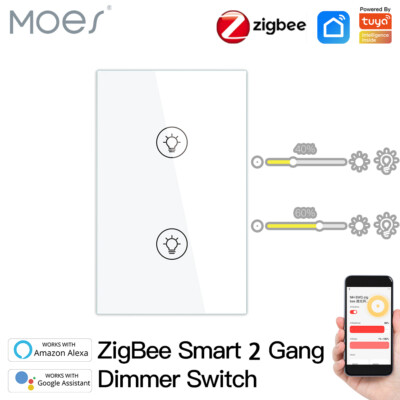 MOES 1/2/3Gang Tuya ZigBee Smart Light Dimmer Switch Wall Touch Alexa Google App