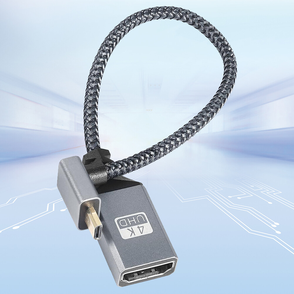 20CM Micro HDMI-Compatible Male To Female Cable V2.0 Right Angled (up)
