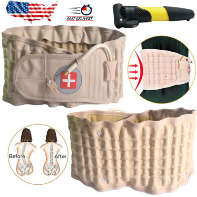 Lumbar Decompression Belt Back Brace Spinal Support Air Extender & Traction