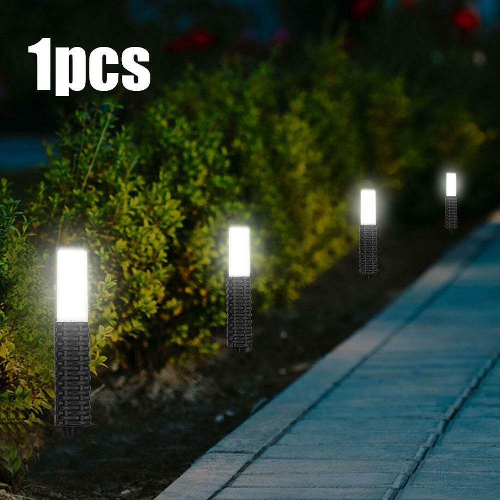 1PC Solarbetriebene Rattan LED Pfostenlichter Garten Patio Außenleuchte