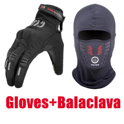 Winter Fleece Motorcycle Gloves Touchscreen Cycling Riding Gloves+Warm Balaclava