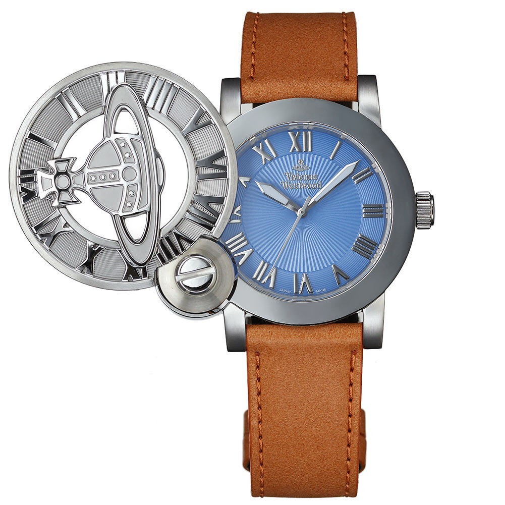 vivienne westwood 腕時計 稼働品 Vivienne Westwood Watch CAGEⅡLeather slide case Silver Blue