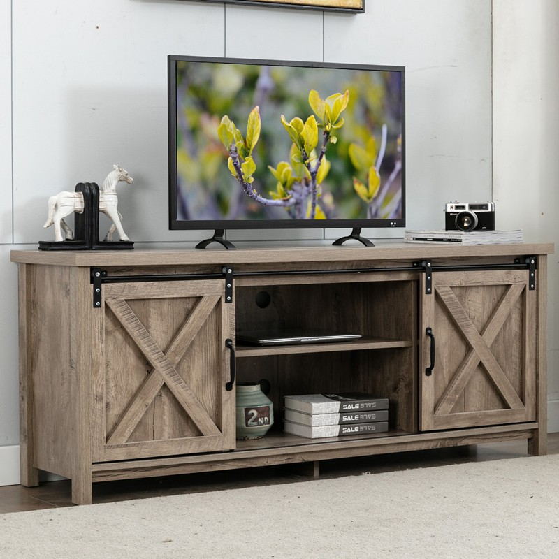 Media Console Table Sliding Barn Door For Tvs Up To 65''