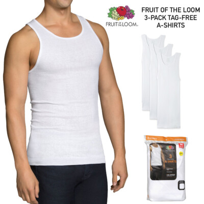 

Набор из 3 мужских рубашек с двойной защитой без ярлыков Fruit of The Loom A с отделкой по краю, Белый