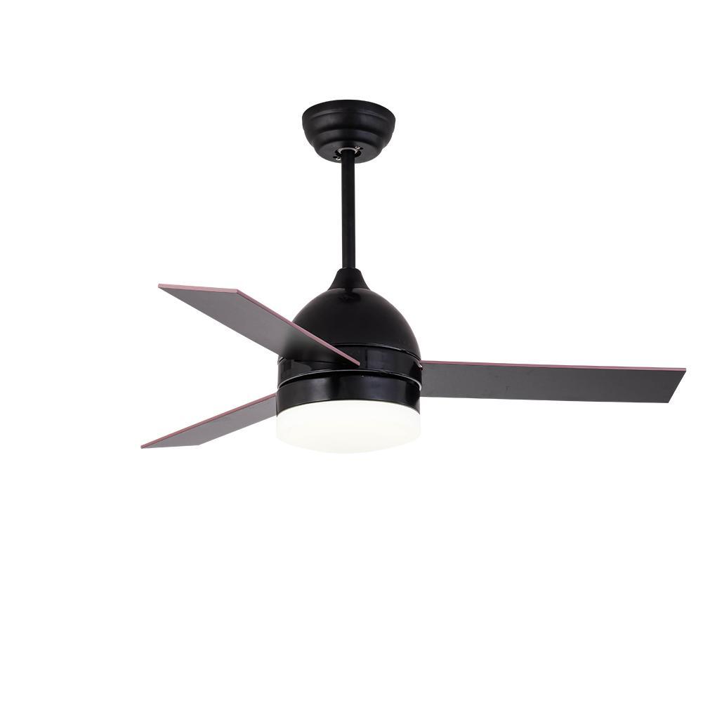 42 Matte Black Ceiling Fan Light Glass Shade Led Chandelier
