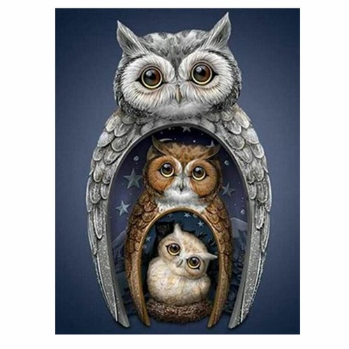 DIY 5D Diamond Art Embroidery Painting Owl Family Cross Stitch ...