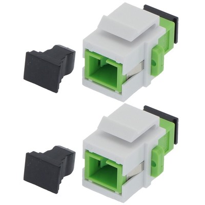 2 Pcs SC APC Fiber Optic Simplex Multi Mode Keystone Jack Coupler Snap In Green