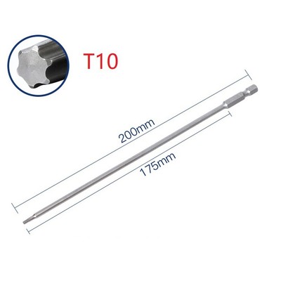1/6*- 200mm Magnetic Torx Screwdriver Bit Alloy Steel/T15/T20/T25/T27/T30