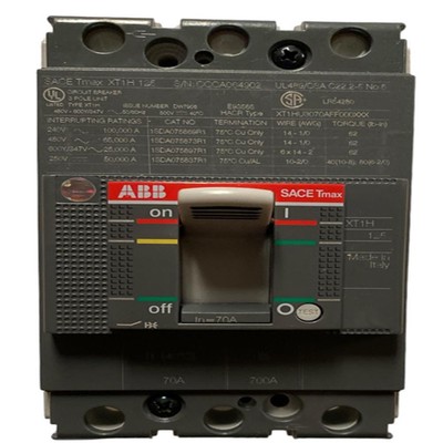 ABB XT1HU3070AFF000XXX Circuit Breaker, XT1H 125 TMF 70-700 3p F F UL/CSA
