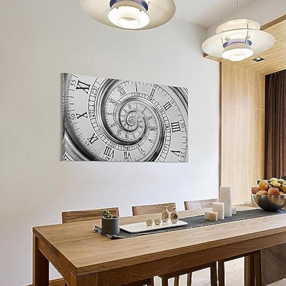 Classic Swirl Clock Time Concept Poster - Art Canvas Painting Posters