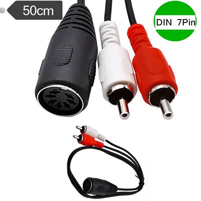 7-Pin 7 PIN DIN Female Jack to 2x RCA Phono Male Plug Audio cable Adapter 0.5m
