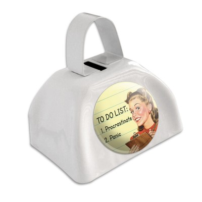 To Do List Procrastinate Panic Funny Humor White Cowbell Cow Bell Instrument
