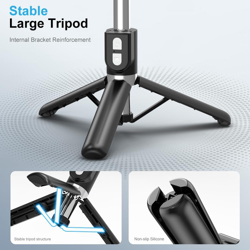 Reinforced Selfie Stick with Remote, Cell Phone Tripod Holder for iPhone 15/14/1