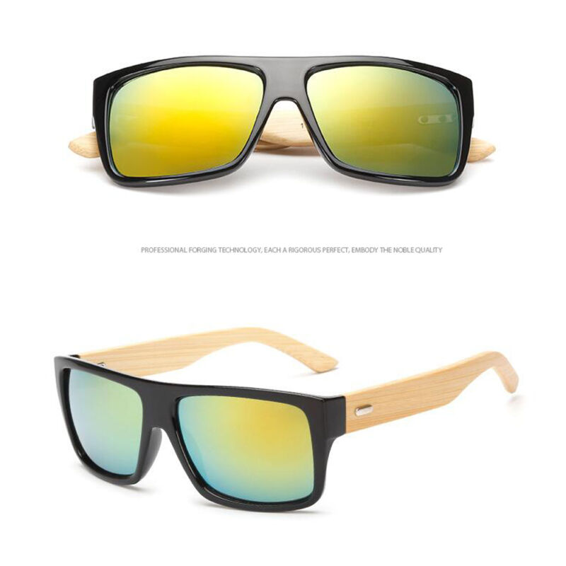 как выглядит Summer Unisex Vintage Anti-UV Natural Bamboo Wooden Frame Eyewear Sunglasses TR фото