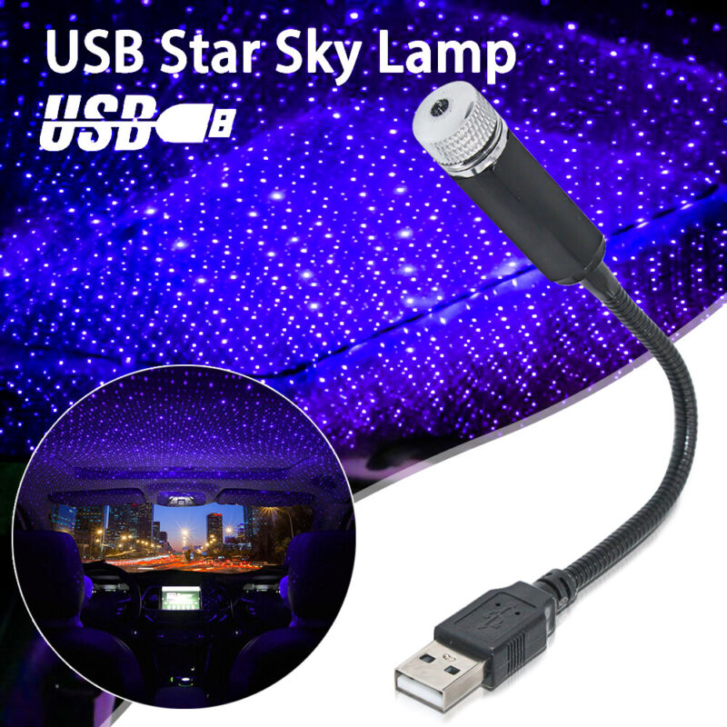 USB Car Atmosphere Ceiling Lamp LED Ambient Galaxy Star Night Light Projector