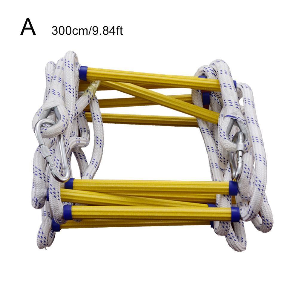 Emergency Fire Escape Ladder Soft Rope to Deploy W/ Hooks for Climbing