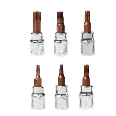Torx Bit Set 6pcs Torx Head Screwdriver Bits 14inch Drive Socket Wrenches