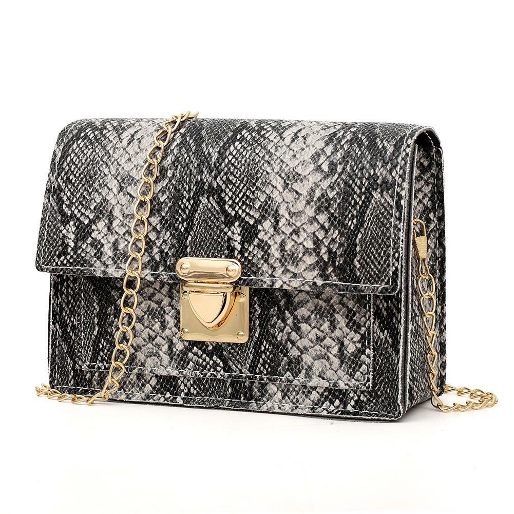 Fashion Serpentine Messenger Bag Women PU Leather Crossbody Shoulder Handbag Bag