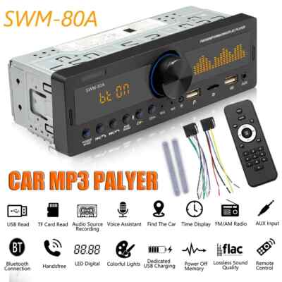 FM Single DIN Car Stereo MP3 Player Bluetooth Handsfree USB AUX IN Audio Radio