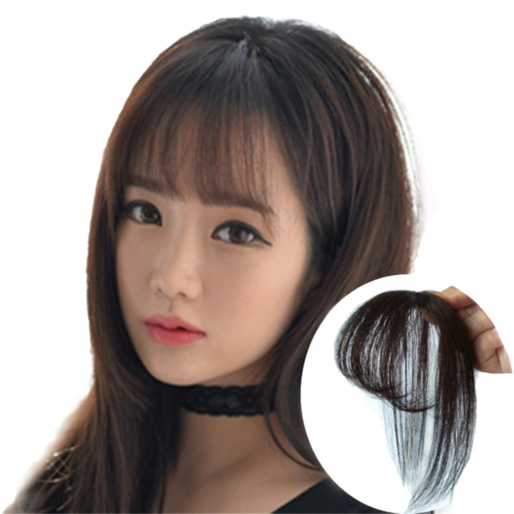Hand Made Thin Neat Bang Cover Gray Hair Hair Piece Topper 100