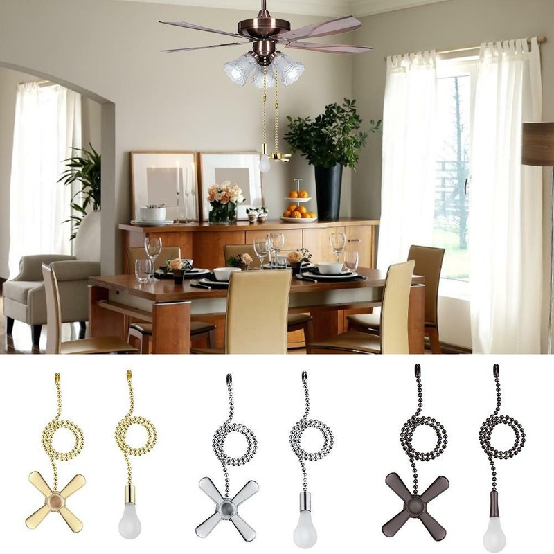 Ceiling Fan Pull Chain 2pcs 30mm Diameter Yellow Crystal
