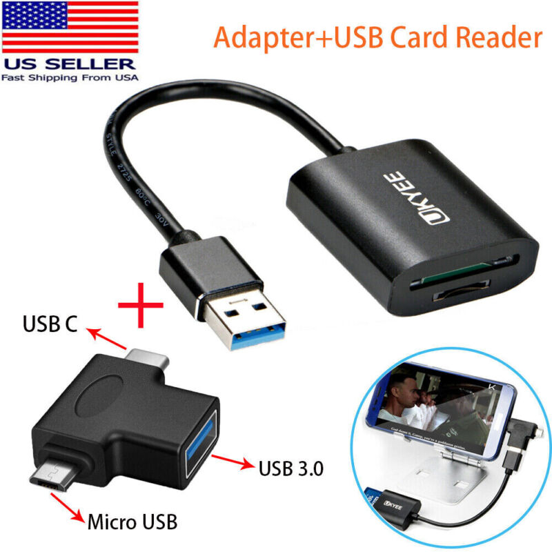 2 in 1 USB 3.0 Card Reader Adapter OTG Converter Micro Memory Reader USB to USBC