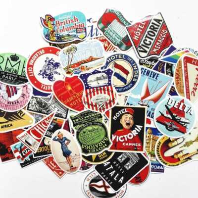 55 Retro Vintage Old Fashioned Style Luggage Suitcase Travel Gift Stickers
