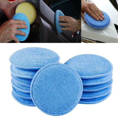 12PCS 5'' Microfiber Foam Sponge Polish Wax Applicator Car Detailing Cleaning Pad