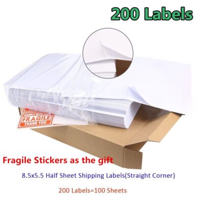 100-20000 Premium 8.5x5.5 Shipping Mailing Labels Half Sheet Self Adhesive