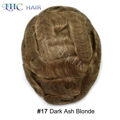 Ultra Thin Skin Mens Toupee Human Hair Replacement System V-looped PU Hairpiece