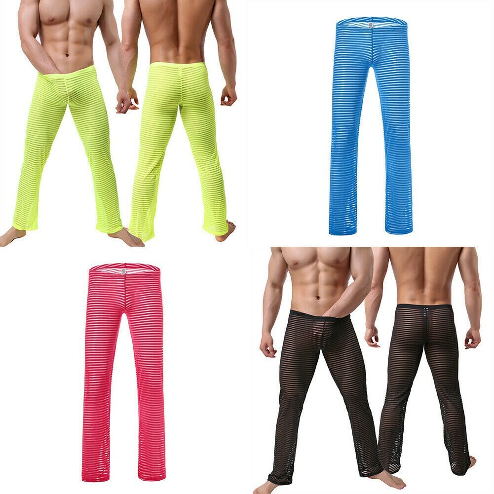 Herren Gestreift Netz Hose Stretchhose Schlafanzüge Hose Nachtwäsche Lounge