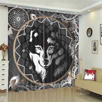 Wolf Dog's Arc Quiet 3D Curtain Blockout Photo Printing Curtains Drape Fabric