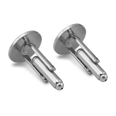 Apple-y Happily Ever After Funny Humor Round Cufflink Set Silver Color