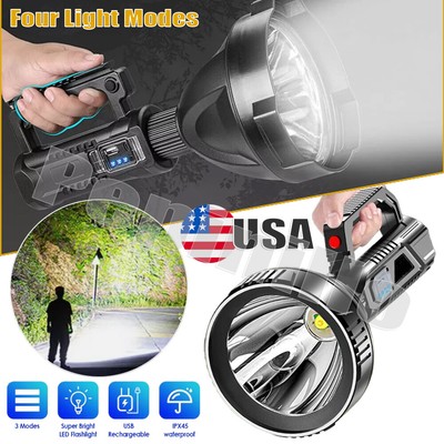 Rechargeable Spotlight Flashlight 9000000 High Lumens Handheld LED Searchlight 