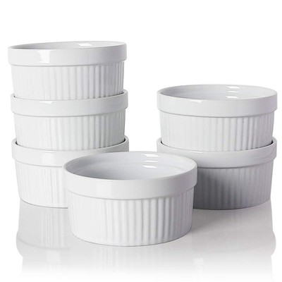 Sweejar Ceramics Souffle DishesRamekins8 oz for Baking Pudding Creme Brulee S...