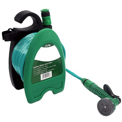 10m Water Pipe Reel With Storage Rack Garden Irrigation Car Wash Water Hose Kit
