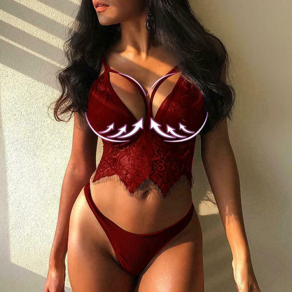 Sexy Spitze Tanga Push Up BH Set Höschen BH Unterwäsche Dessous Sets X5K2