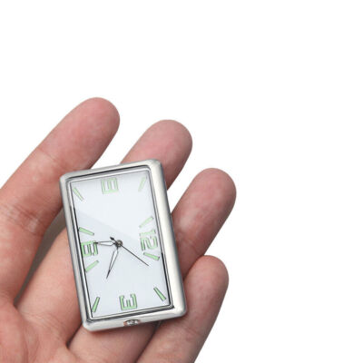 Universal Mini Quartz Analog Watch Stick-On Clock Luminous Car Accessory Silver