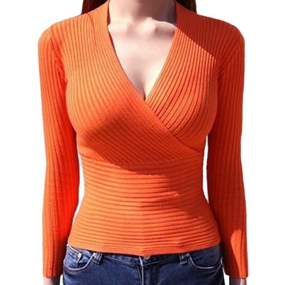womens-ribbed-knit-sweater-cross-over-front-deep-v-neck-pullover-jumper-top